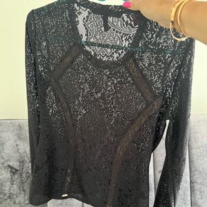 Bcbg Maxazria size medium lace black see thru shirt